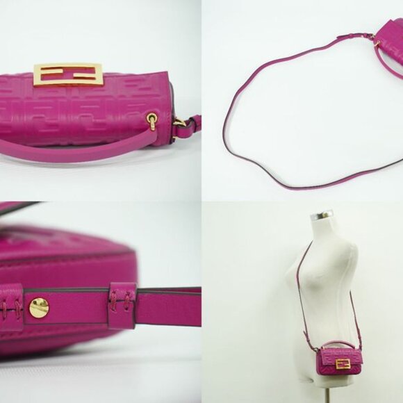 Fendi Baguette Phone Pouch Zucca 2-Way Shoulder Bag Handbag Pochette